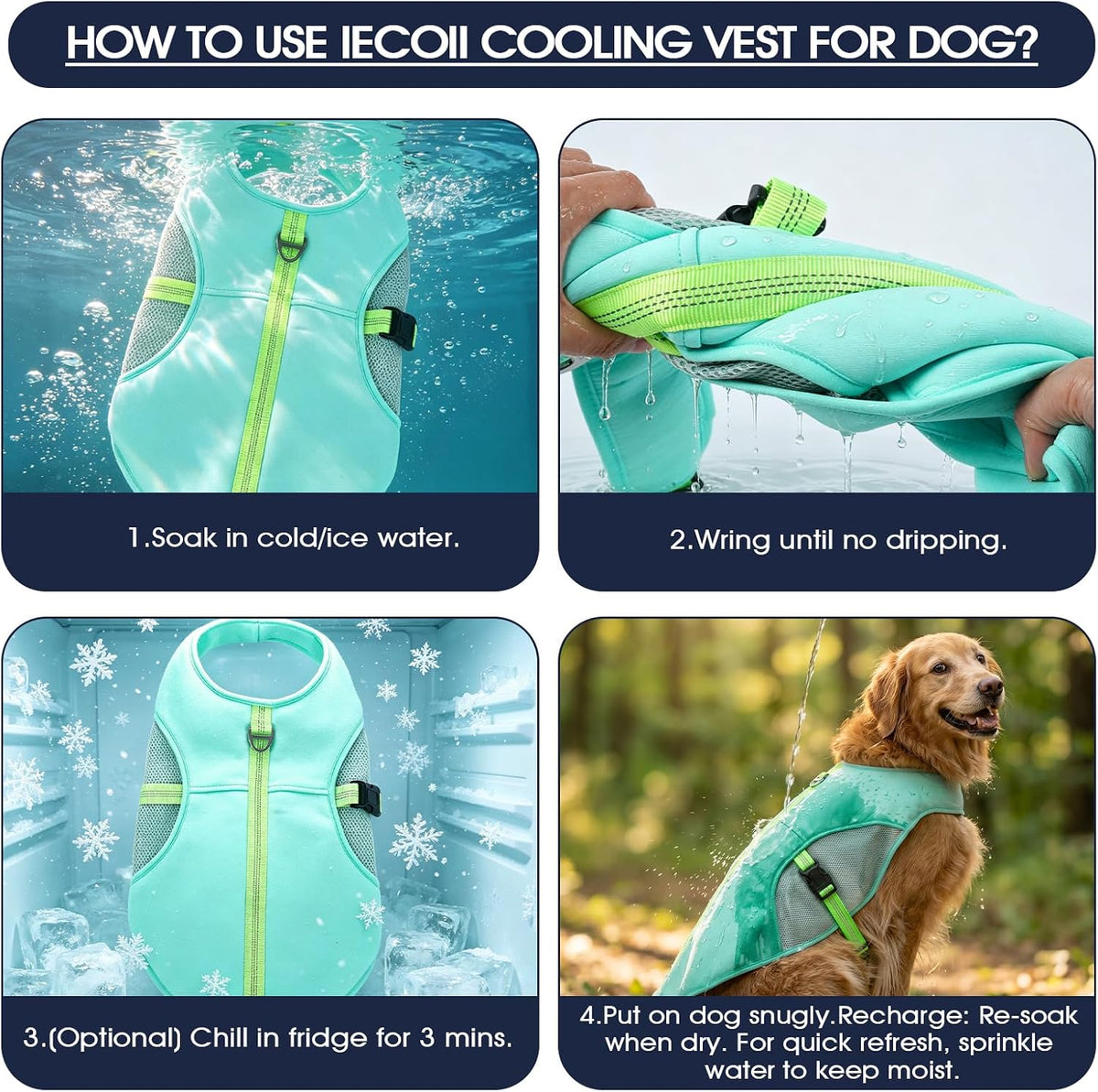 Cooling Vest for Dogs, Summer Cooling Vest with Adjustable Fit & D-Ring